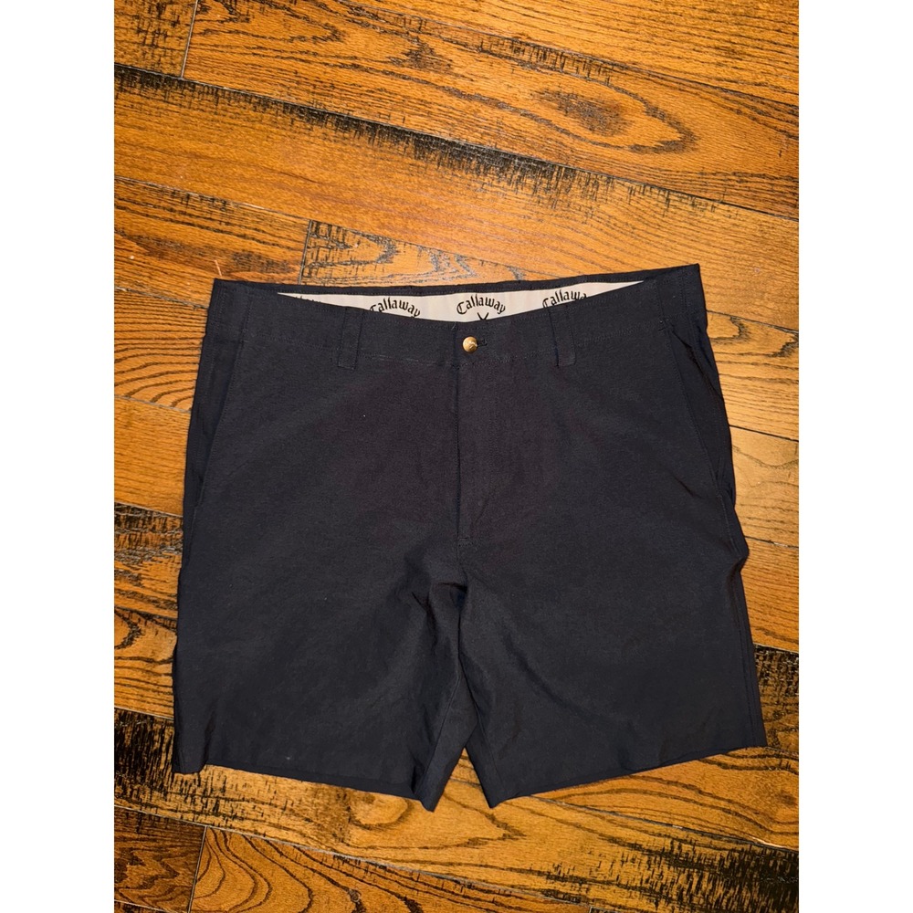 Callaway Mens Golf Shorts Black Size 36 Polyester Spandex Flat Front Performance